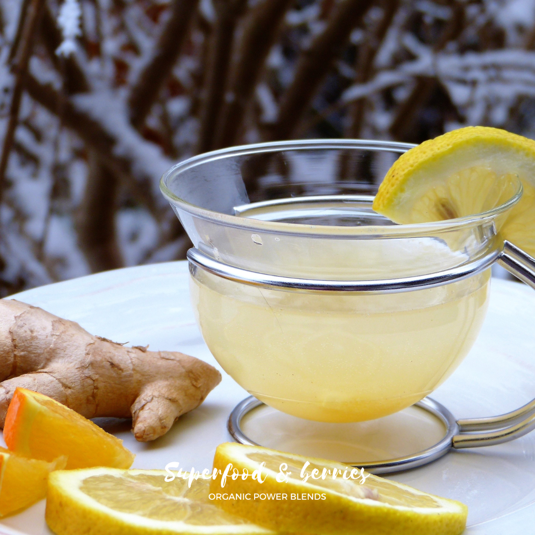 Citron- och ingefära te med valfri superfoodmix – Superfood & Berries